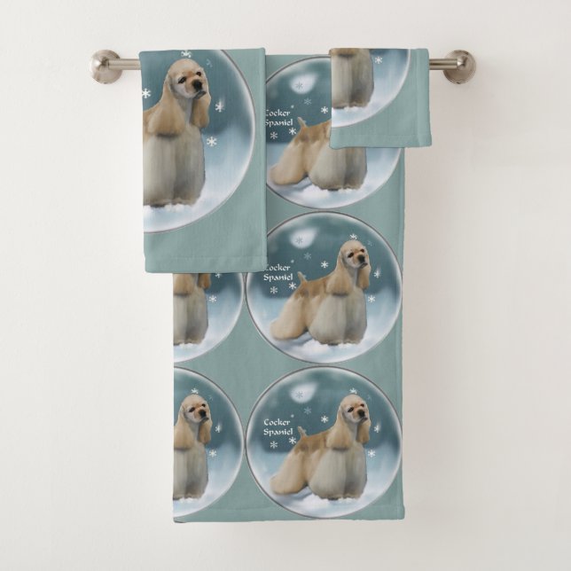 Cocker Spaniel liebt Weihnachten Badhandtuch Set (Insitu)