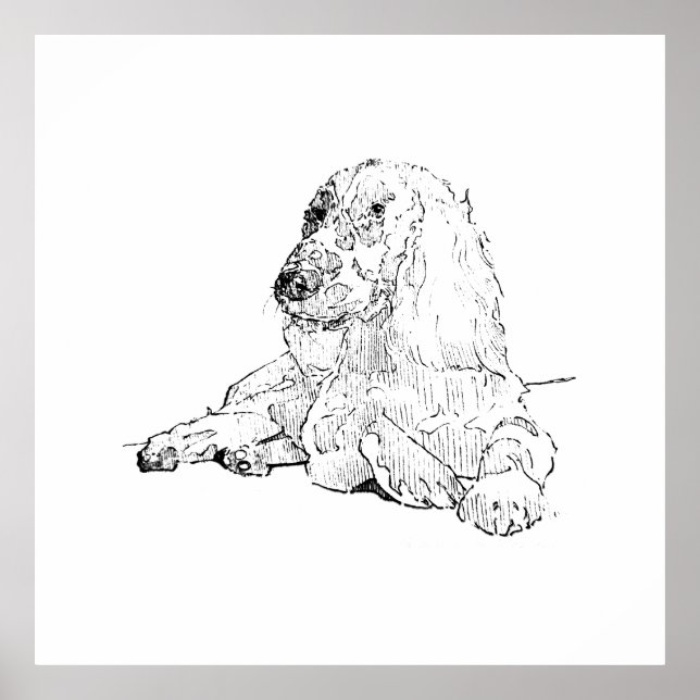 Cocker Spaniel Liniendruck Kunst Hund  Poster (Vorne)