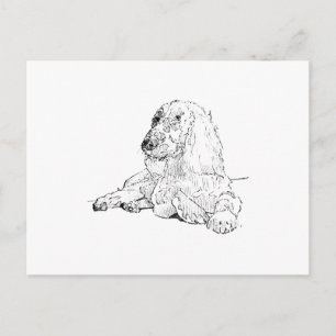 Cocker Spaniel Linienzeichnungs-Kunst Hund Postkarte