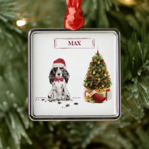 Cocker Spaniel Lustiger Weihnachts Hund mit Baum Ornament Aus Metall