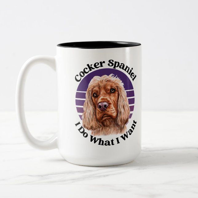 Cocker Spaniel lustiges Zitat Zwei-Tone-Tasse Kaff Zweifarbige Tasse (Links)