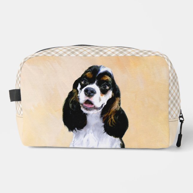 Cocker Spaniel Malerei Parti Tan Original Dog Art Waschbeutel (Vorderseite)