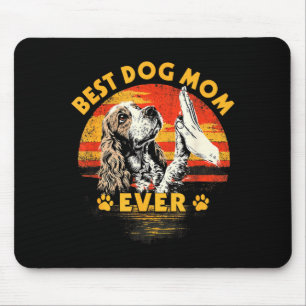 Cocker Spaniel Mama Retro Sonnenuntergang lustiger Mousepad
