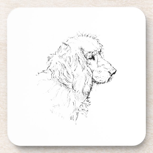 Cocker Spaniel – Minimalistische Strichzeichnung e Getränkeuntersetzer (Vorderseite)