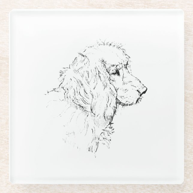 Cocker Spaniel – Minimalistische Strichzeichnung e Glasuntersetzer (Vorderseite)