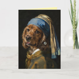 Cocker Spaniel mit Perlenohrring Grußkarte Karte