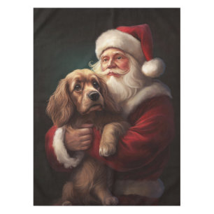 Cocker Spaniel mit Santa Claus Festive Weihnachten Tischdecke
