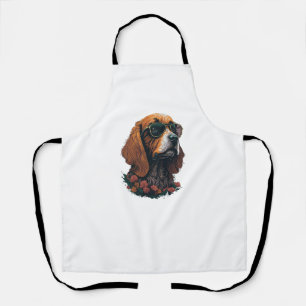 Cocker Spaniel mit Shades - Blume Splash Schürze