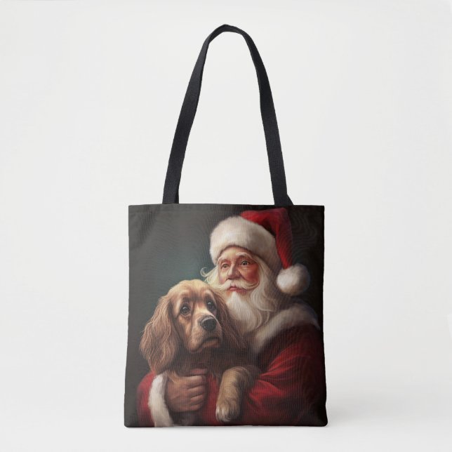 Cocker Spaniel mit Weihnachtsmann Weihnachten (Vorderseite)