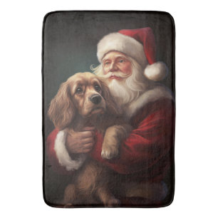 Cocker Spaniel mit Weihnachtsmann Weihnachten Badematte