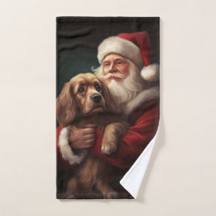 Cocker Spaniel mit Weihnachtsmann Weihnachten Badhandtuch Set