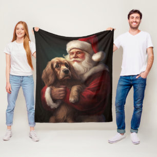 Cocker Spaniel mit Weihnachtsmann Weihnachten Fleecedecke