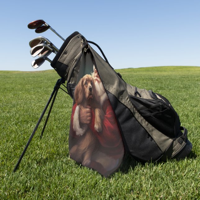 Cocker Spaniel mit Weihnachtsmann Weihnachten Golfhandtuch (Gras)