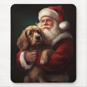 Cocker Spaniel mit Weihnachtsmann Weihnachten Mousepad