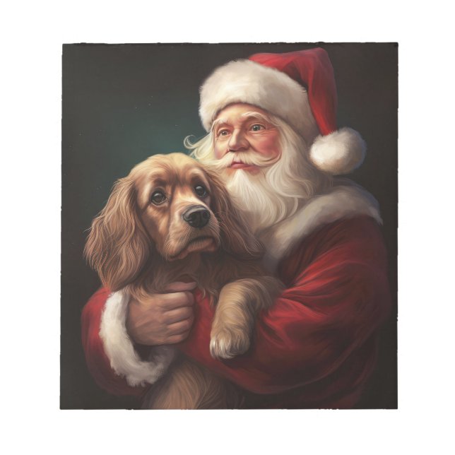 Cocker Spaniel mit Weihnachtsmann Weihnachten Notizblock (Vorderseite)