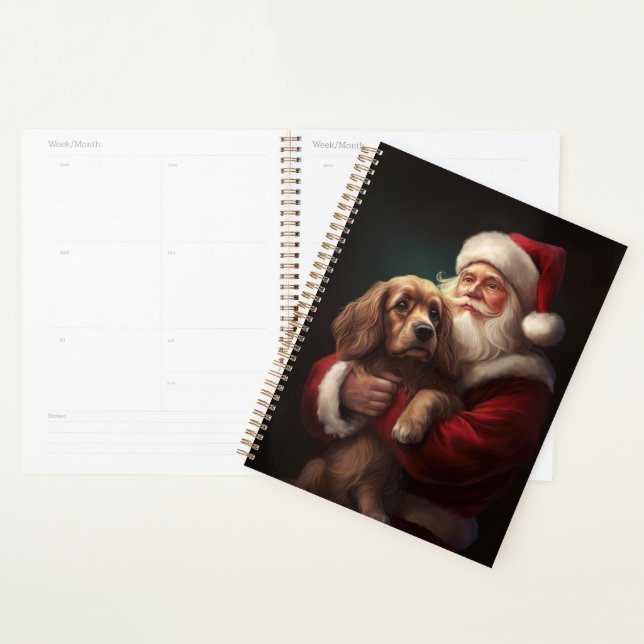 Cocker Spaniel mit Weihnachtsmann Weihnachten Planer (Anzeige)