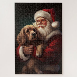 Cocker Spaniel mit Weihnachtsmann Weihnachten Puzzle