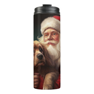 Cocker Spaniel mit Weihnachtsmann Weihnachten Thermosbecher