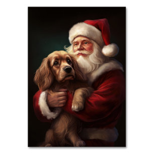 Cocker Spaniel mit Weihnachtsmann Weihnachten Tischnummer