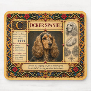 Cocker Spaniel, mittelalterliche Bestiarien-Kunst Mousepad