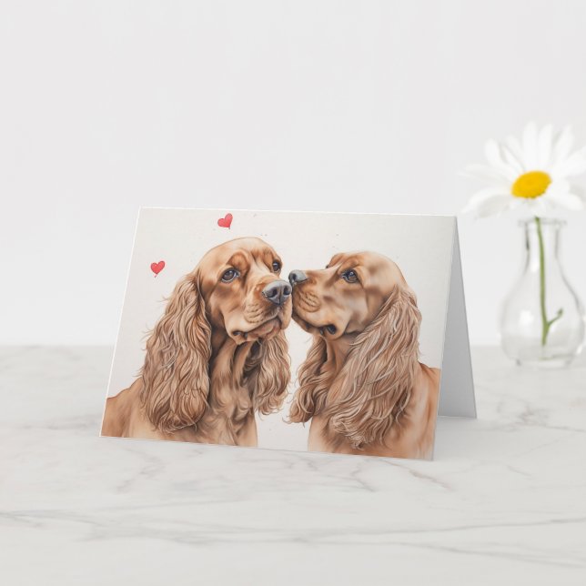 Cocker Spaniel Paar Valentinstag Karte (Kleine Pflanze)