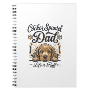 Cocker Spaniel Papa Leben ist rau Vintage Hund Shi Notizblock