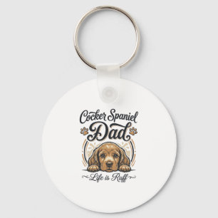 Cocker Spaniel Papa Leben ist rau Vintage Hund Shi Schlüsselanhänger
