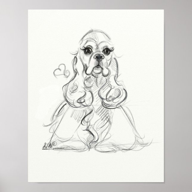 Cocker Spaniel Print | Skizze Poster (Vorne)