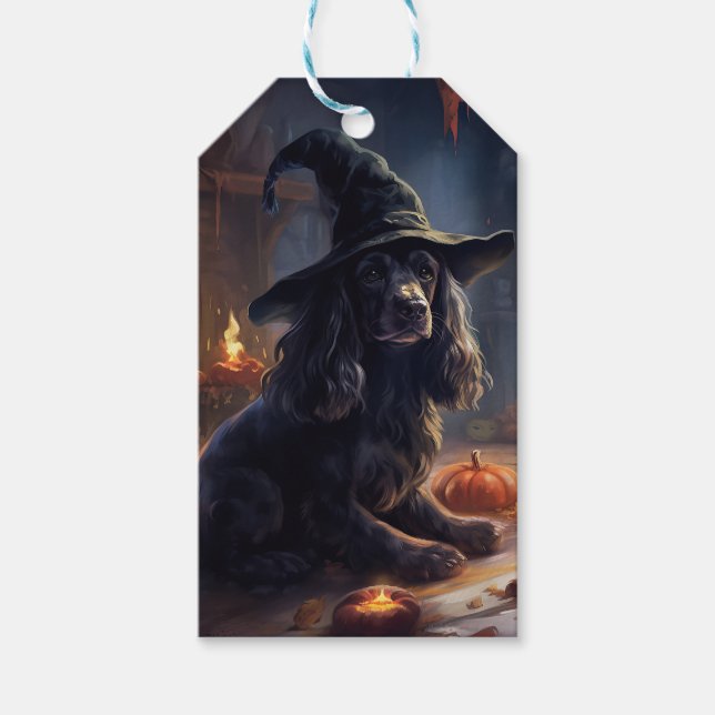 Cocker Spaniel Pumpkins Halloween Beängstigend Geschenkanhänger (Vorderseite)