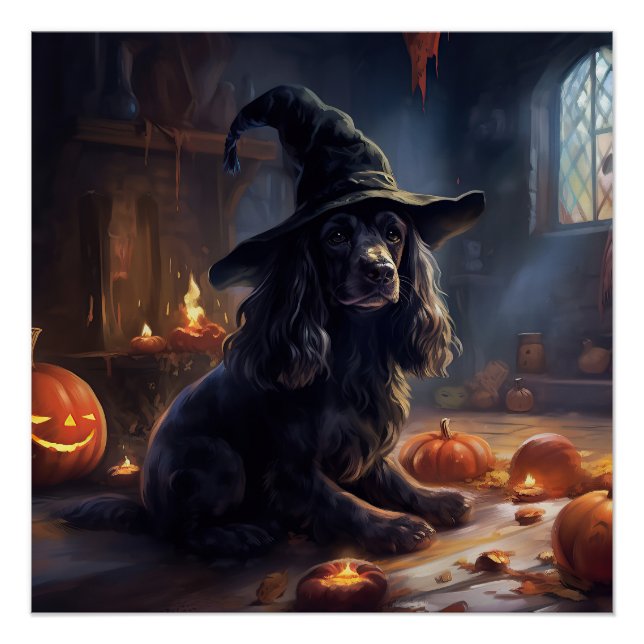 Cocker Spaniel Pumpkins Halloween Beängstigend Poster (Vorderseite)