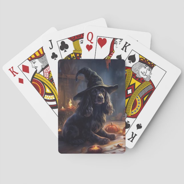 Cocker Spaniel Pumpkins Halloween Beängstigend Spielkarten (Rückseite)