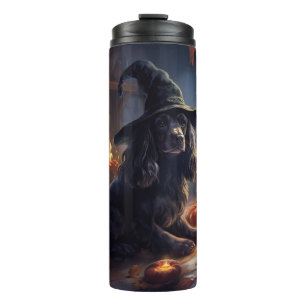 Cocker Spaniel Pumpkins Halloween Beängstigend Thermosbecher