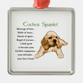 Cocker Spaniel Puppy Lovers Art Ornament Aus Metall