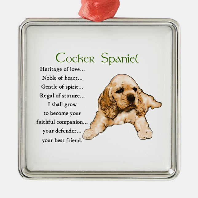 Cocker Spaniel Puppy Lovers Art Ornament Aus Metall (Vorne)