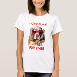 Cocker Spaniel Red Heart Herz-Shaped Sonnenbrille T-Shirt