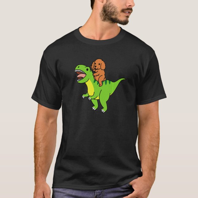 Cocker Spaniel reitet Rex Dinosaurier Hund   T-Shirt (Vorderseite)