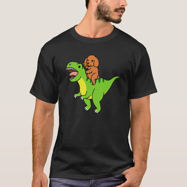 Cocker Spaniel reitet Rex Dinosaurier Hund T-Shirt (Vorderseite)