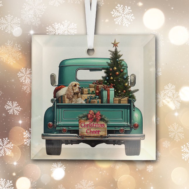 Cocker Spaniel Retro Truck Weihnachten Ornament Aus Glas (Von Creator hochgeladen)