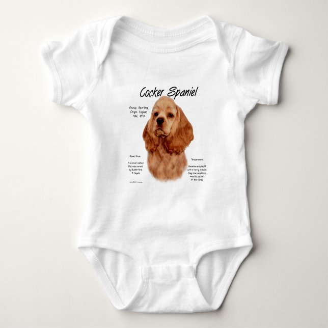 Cocker Spaniel (rot) Geschichtsdesign Baby Strampler (Vorderseite)