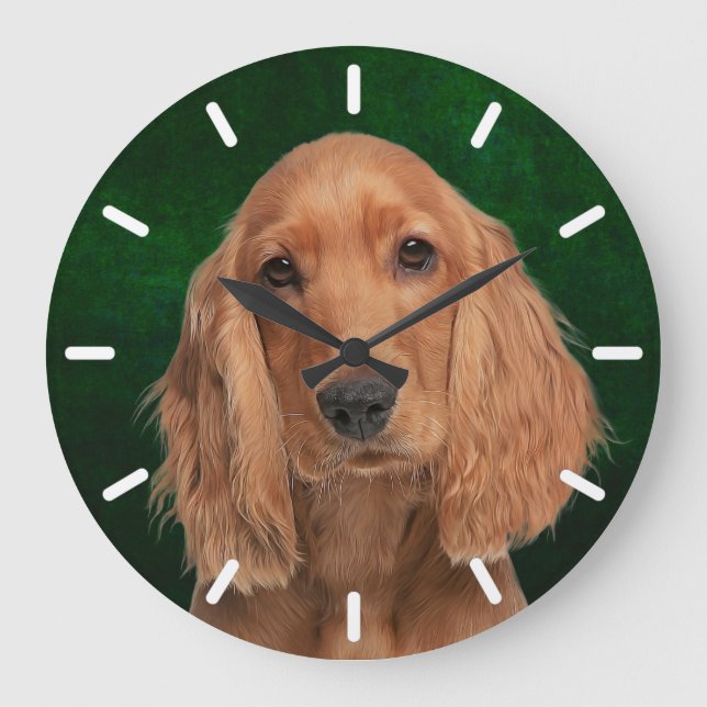 Cocker Spaniel Round Wall Clock Große Wanduhr (Vorderseite)