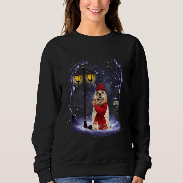 Cocker Spaniel Santa Snow Weihnachtsweihnachtskale Sweatshirt (Vorderseite)