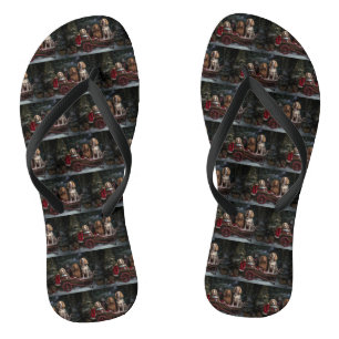 Cocker Spaniel Schnee-Schlitten-Weihnachtsdekorati Flip Flops