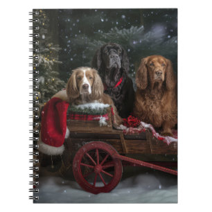 Cocker Spaniel Schnee-Schlitten-Weihnachtsdekorati Notizblock