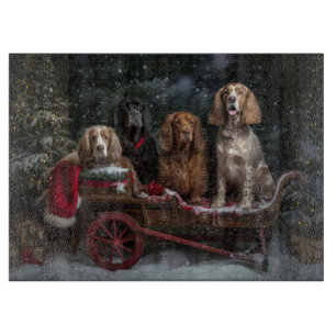 Cocker Spaniel Schnee-Schlitten-Weihnachtsdekorati Schneidebrett