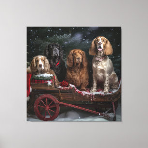 Cocker Spaniel Schneebedeckter Schlitten Weihnacht Leinwanddruck