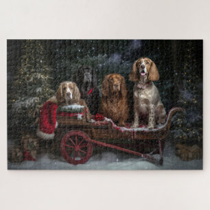 Cocker Spaniel Schneebedeckter Schlitten Weihnacht Puzzle