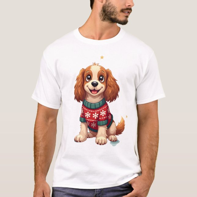 Cocker Spaniel Schneeflocke Glow T-Shirt (Vorderseite)