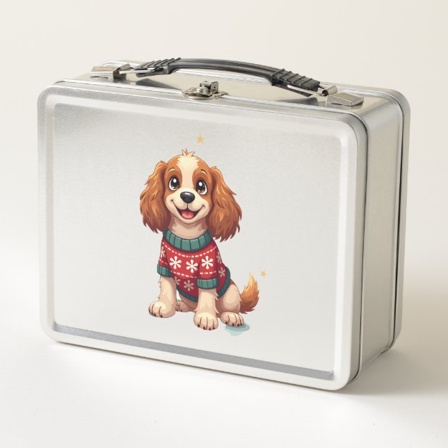 Cocker Spaniel Schneeflocken-Glanz Metall Brotdose (Vorderseite)
