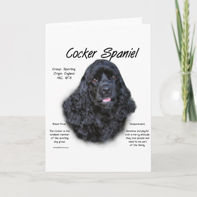 Cocker Spaniel (schwarz) Geschichtsdesign Feiertagskarte (Vorderseite)