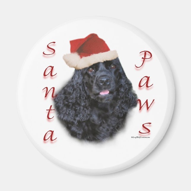 Cocker Spaniel (schwarz) Santa Paws Magnet (Vorne)